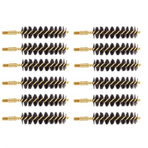 Twelve bronze spiral brushes in rows
