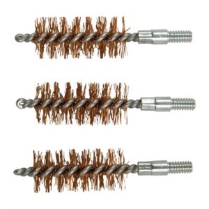 Three bronze bore cleaning brushes for firearms.