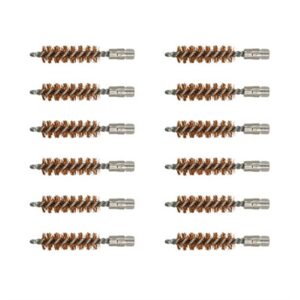 Set of twelve bronze gun cleaning brushes.