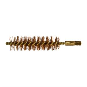Brown rifle cleaning brush with brass bristles.