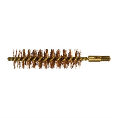 Brown rifle cleaning brush with brass bristles.