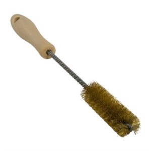 Bottle cleaning brush with wooden handle.
