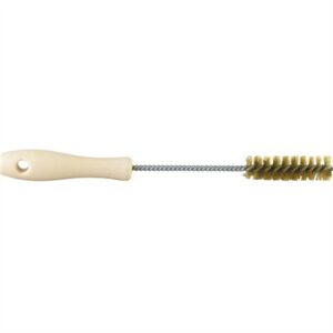 Nylon cleaning brush with beige handle.