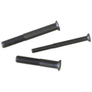 Three black threaded screws, various sizes.