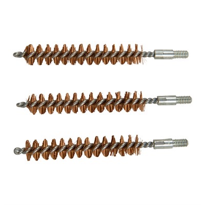 Three copper gun bore cleaning brushes
