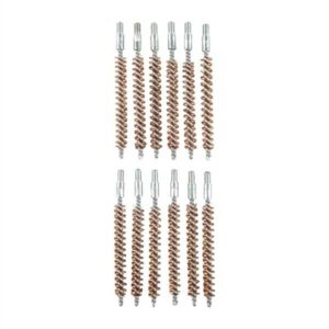 Rifle cleaning brushes set, twelve pieces, bronze bristles.