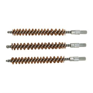 Three copper gun cleaning brushes lined up
