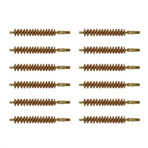 Twelve brass pistol cleaning brushes in rows