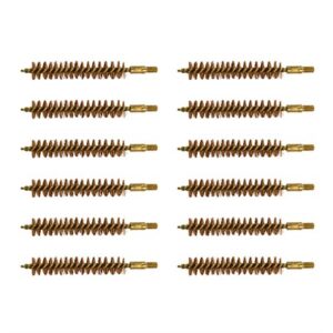 Twelve bronze bore brushes for firearm cleaning