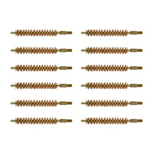 Twelve bronze gun cleaning brushes in rows