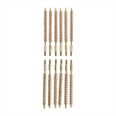 Set of rifle cleaning brushes in rows.