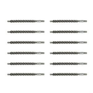 Set of 12 gun cleaning brushes aligned.