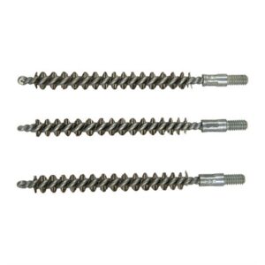 Three spiral rifle bore cleaning brushes