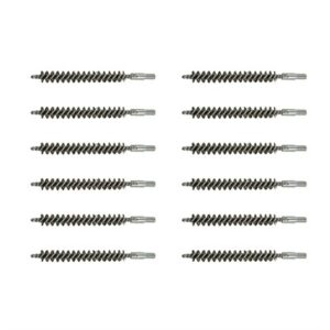 Ten black bore brushes lined up horizontally.