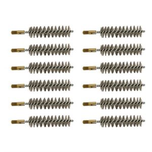 Ten gun cleaning brushes in a row