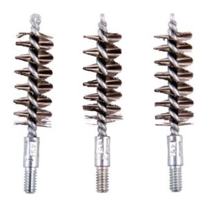 Three metal cleaning brushes in a row.