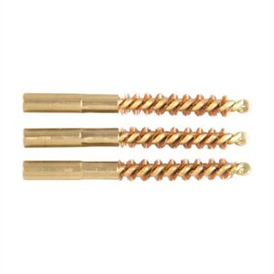 Three copper spiral gun cleaning brushes