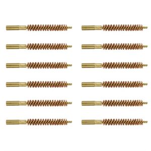Twelve brass bore brushes for firearms cleaning.