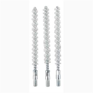 Three spiral rifle cleaning brushes in a row.