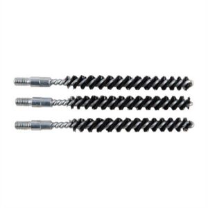 Three black gun cleaning brushes in a row.