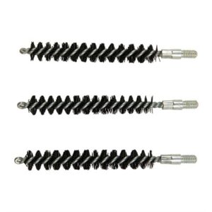 Three black barrel cleaning brushes aligned vertically.