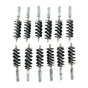 Twelve black nylon bore brushes for cleaning.