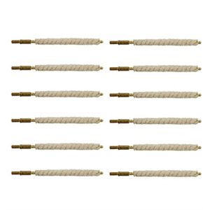 Twelve gun cleaning rope bore brushes