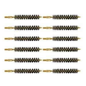 Twelve cylindrical gun cleaning brushes with bristles