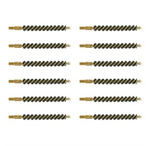 Set of rifle cleaning brushes arranged in rows.