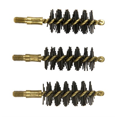 Three gun cleaning brushes on white background