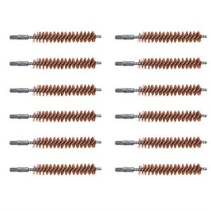 Twelve bronze bore brushes for firearms cleaning