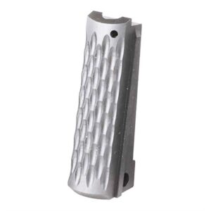 Textured aluminum grip panel for handgun.