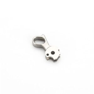 Silver metal hook part on white background