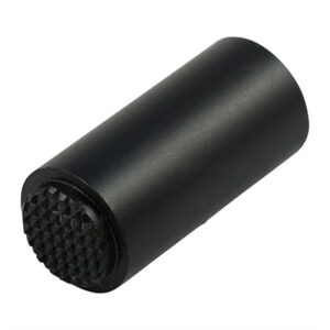 Black cylindrical textured metal cap