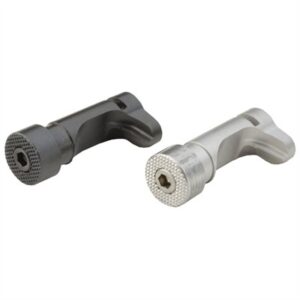 Two bolt catch levers, black and silver.