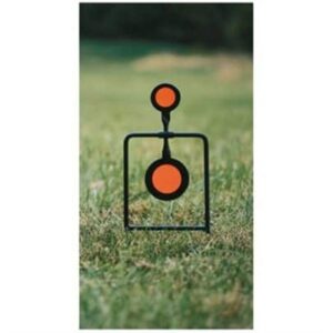 Orange target stand in grassy field