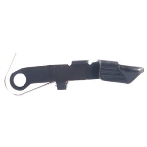 Metal gun part with black finish.