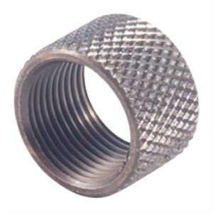 Textured metal thread protector for firearms.