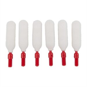 Six red and white cleaning tools