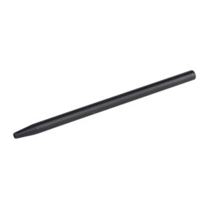 Black plastic straw on white background.