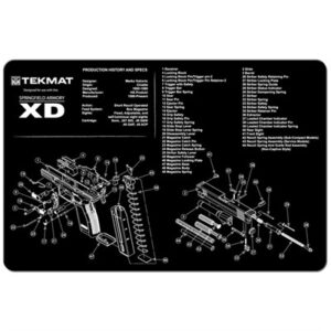 Springfield XD gun schematic diagram on mat
