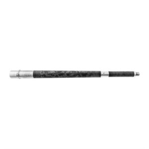 Carbon fiber rifle barrel with metallic ends.