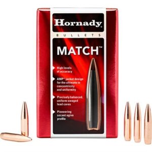 Hornady bullets packaging with bullets displayed