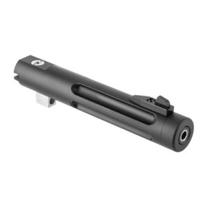 Black metal gun barrel on white background