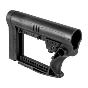 Black adjustable rifle stock with grip