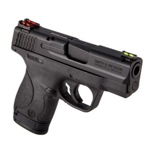 Black Smith & Wesson handgun with red sights