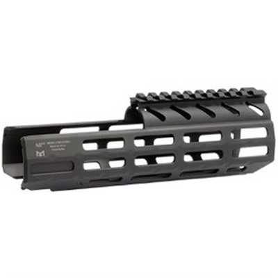 Black tactical rail handgun accessory, side view.