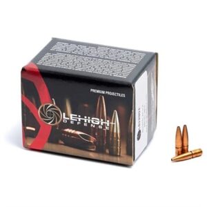 Box of Lehigh Defense bullets with two loose rounds.