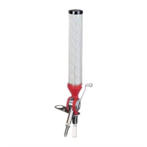 Red powder measuring tool for reloading ammunition.
