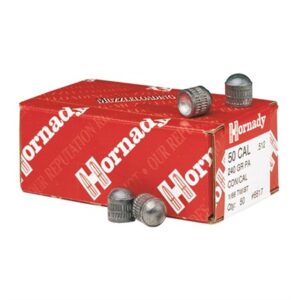Box of Hornady 50 cal bullets.